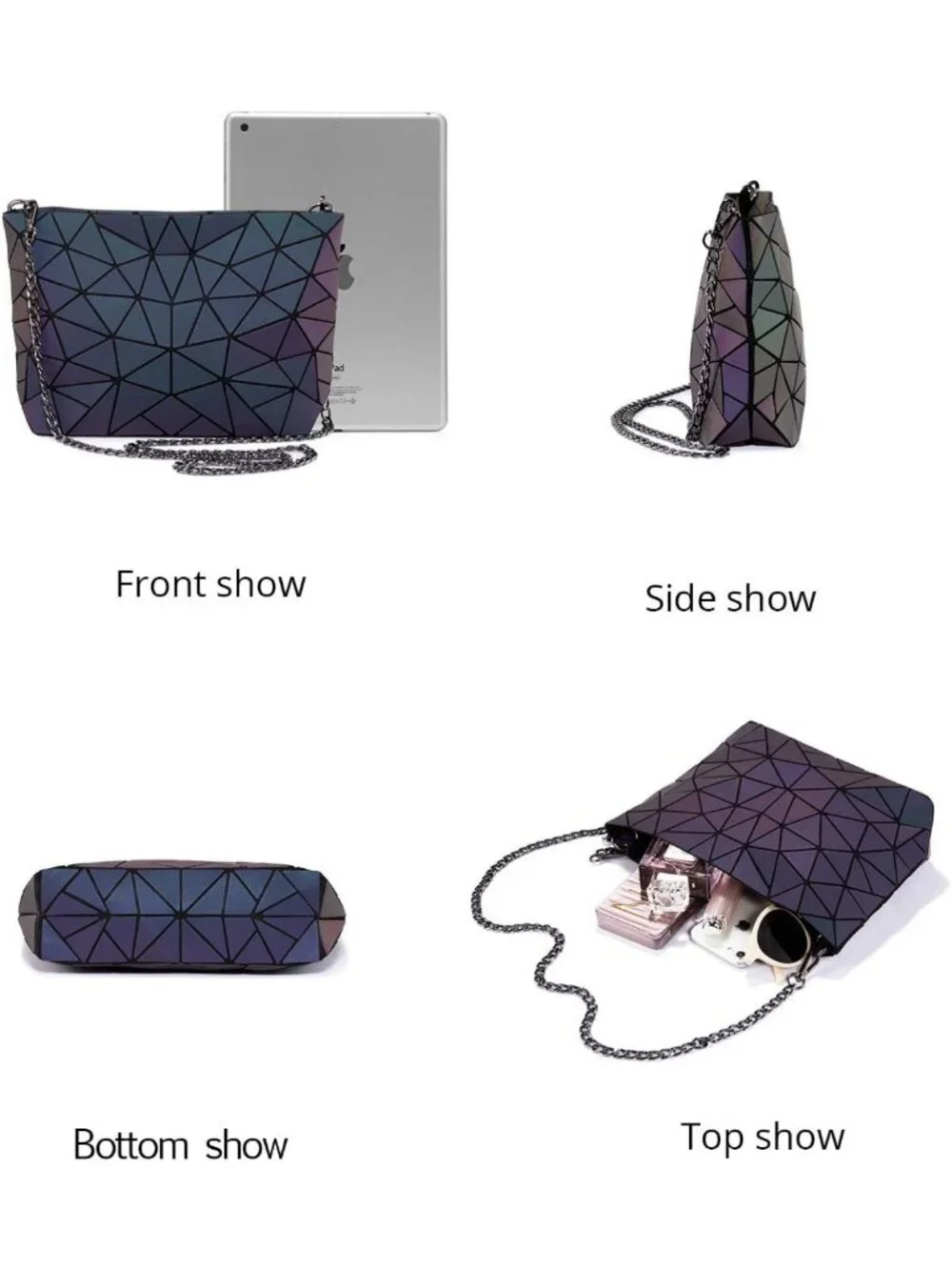 Luminous Geometric Holographic Crossbody Bag & Wallet for Women - Stylish